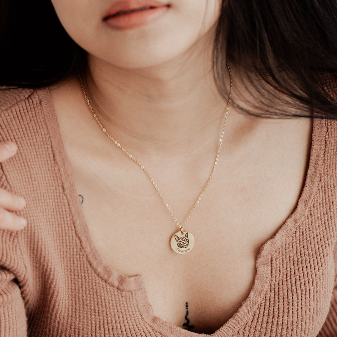 Custom Pet Face Portrait Necklace
