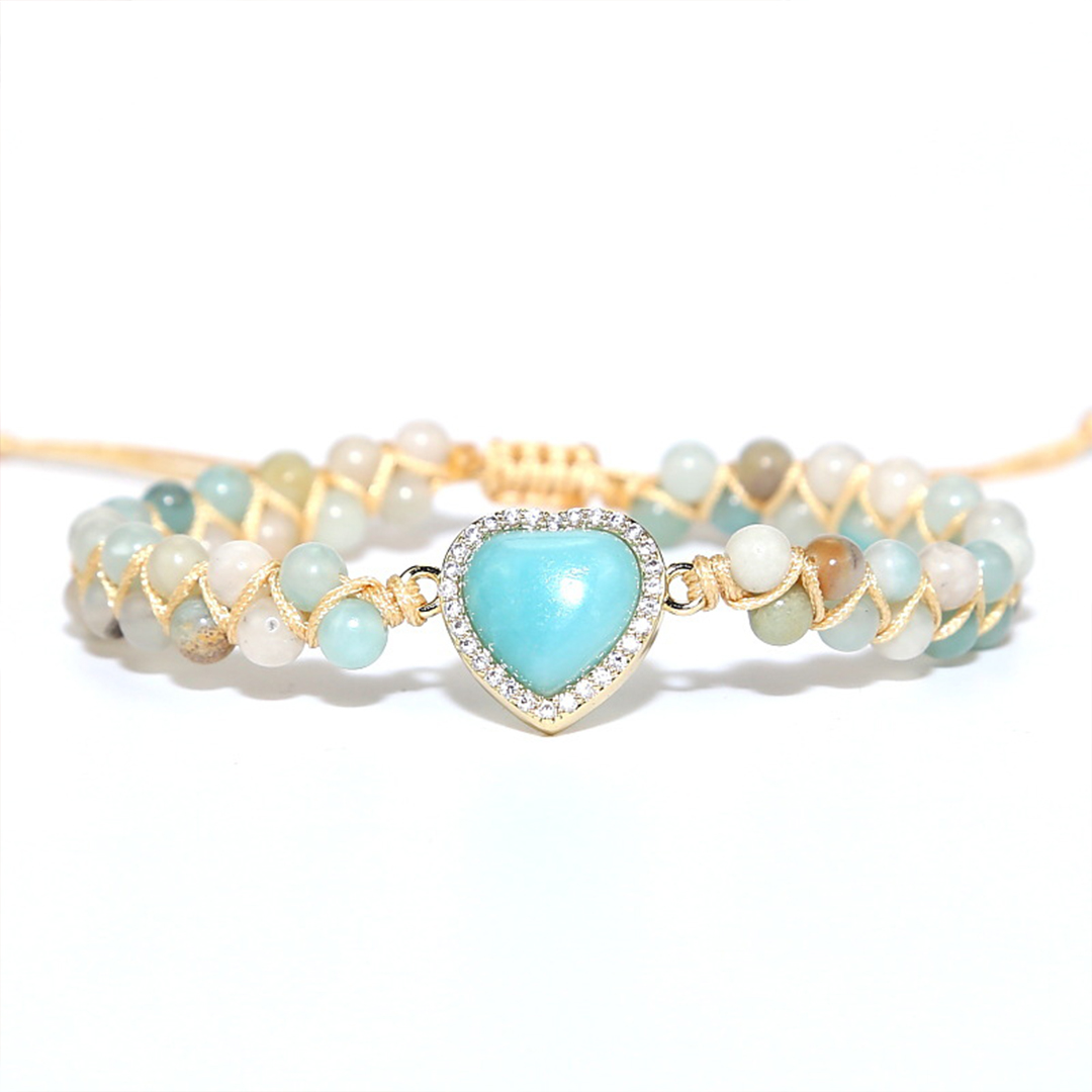 For Granddaughter - Keep Me In Your Heart For You Are In Mine Heart Diamond Beads Bracelet