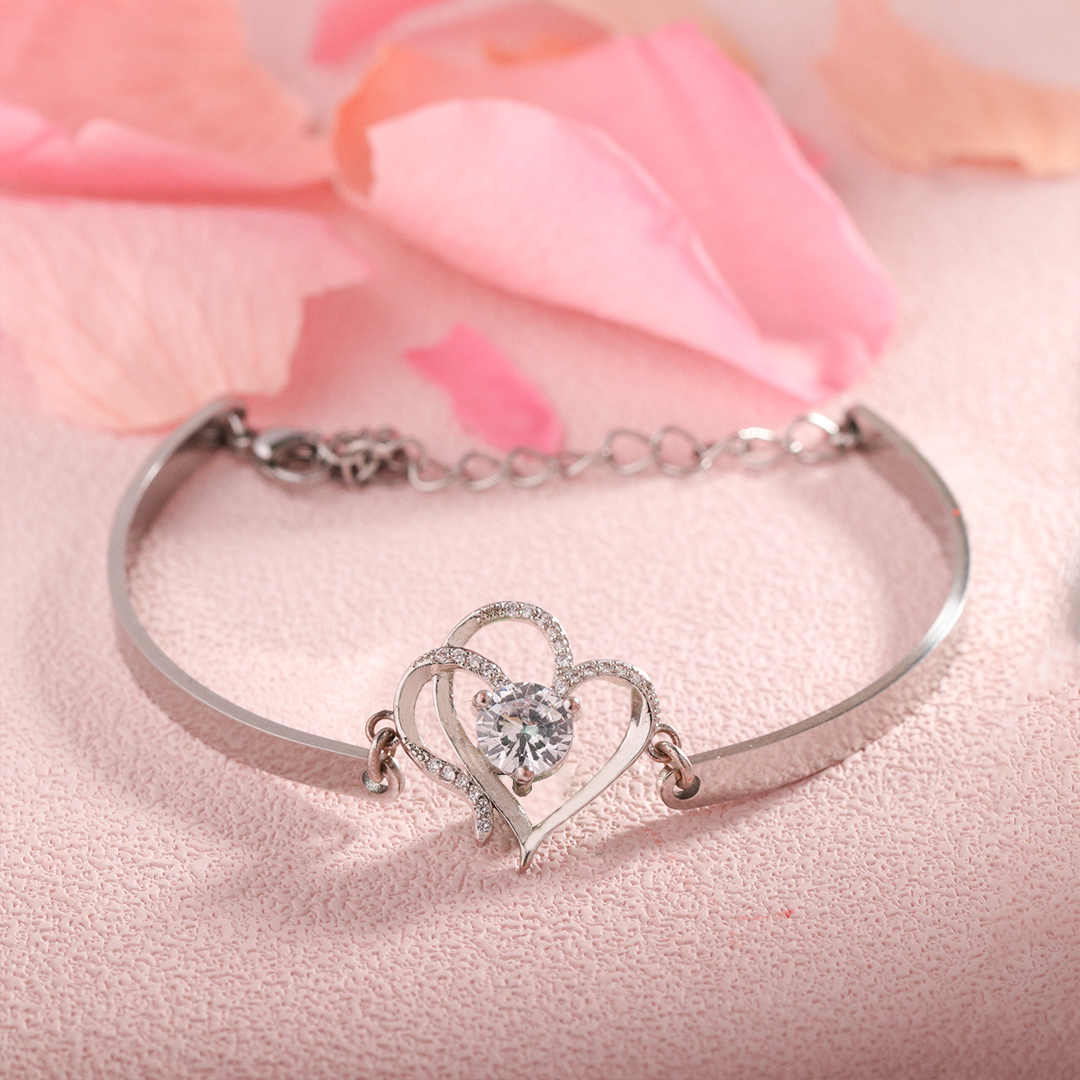 For Love -  I Want All Of My Lasts To Be With You Double Heart Bracelet