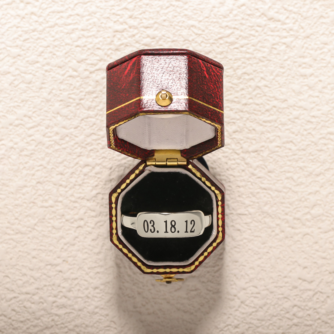 Custom Special Date Delicate Dainty Bar Ring