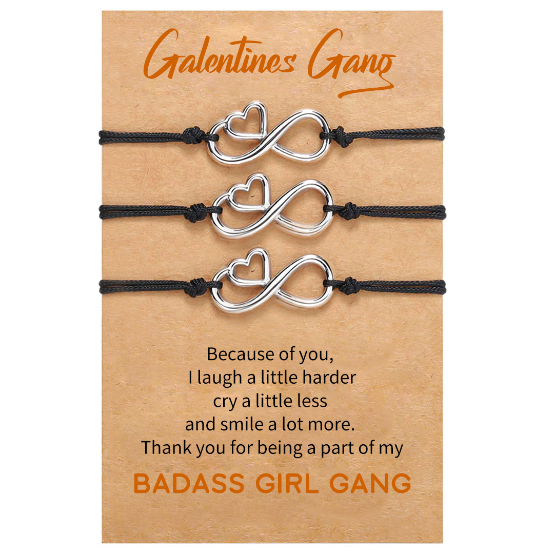 For Friend - Galentines Gang Heart Infinity Braided Bracelet
