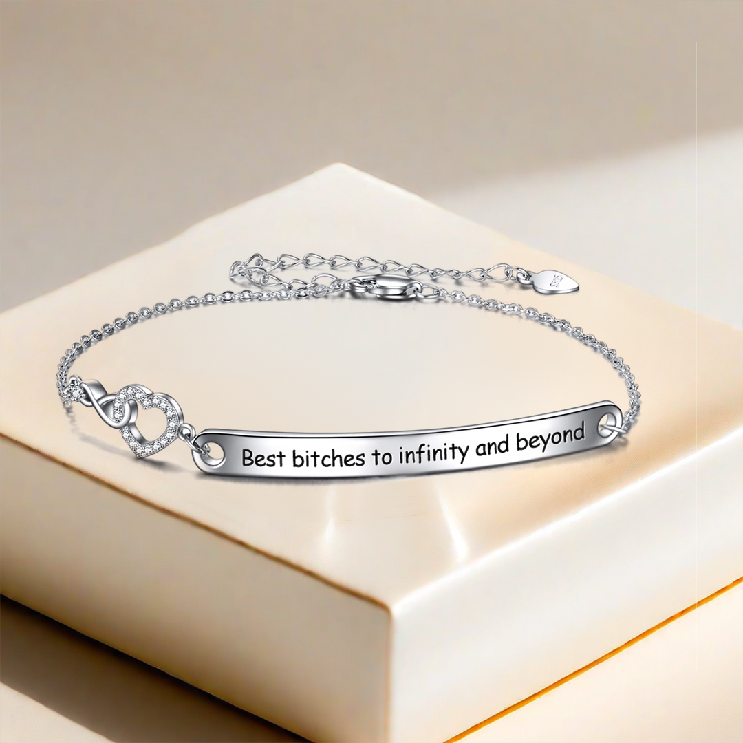 For Friend - Best Bitches to Infinity and Beyond Heart Bracelet