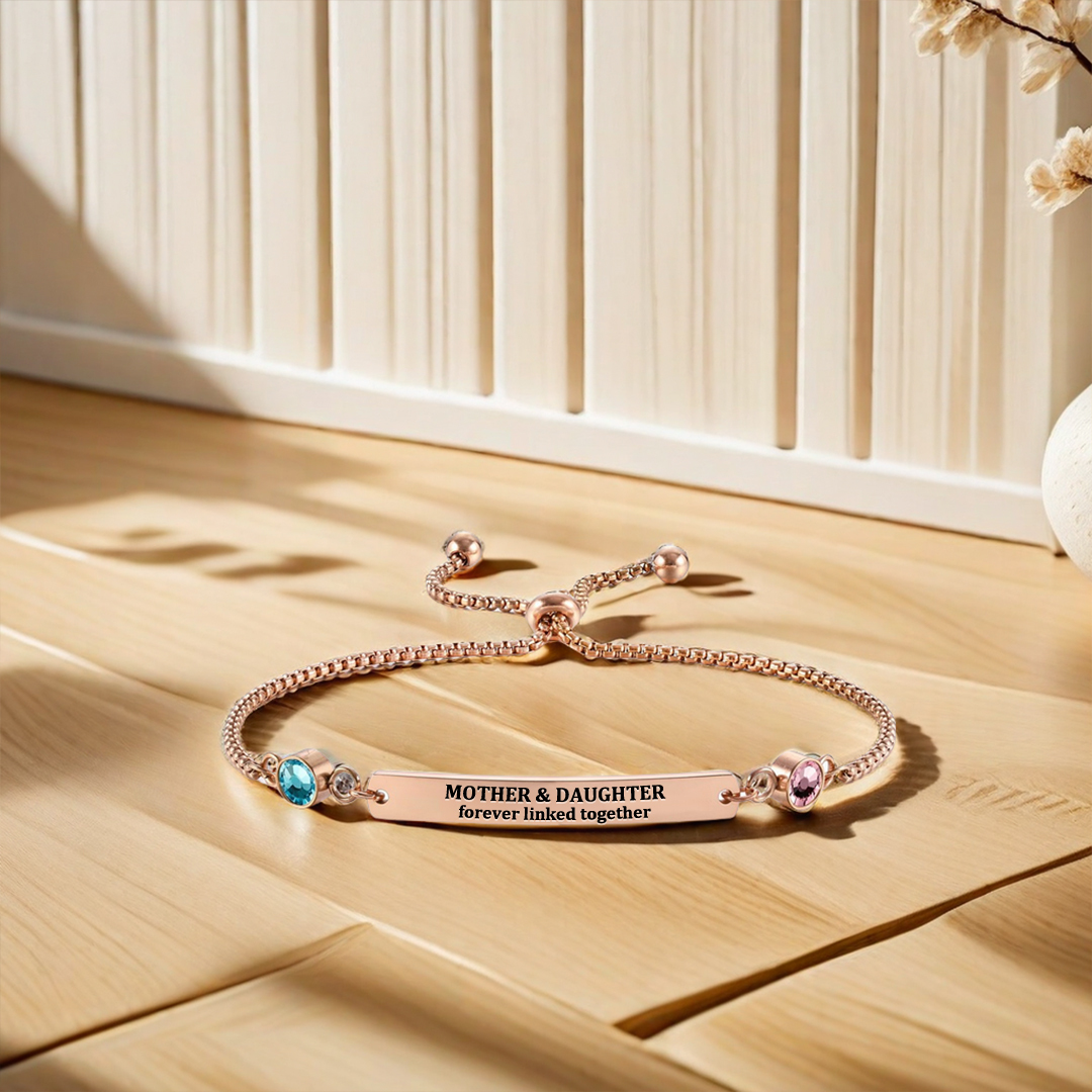 Mother & Daughter Forever Linked Together Custom Birthstones Bracelet