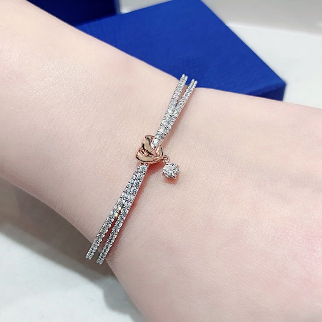 For Daughter- I Will Be With You Forever Love Knot Pendant Bracelet