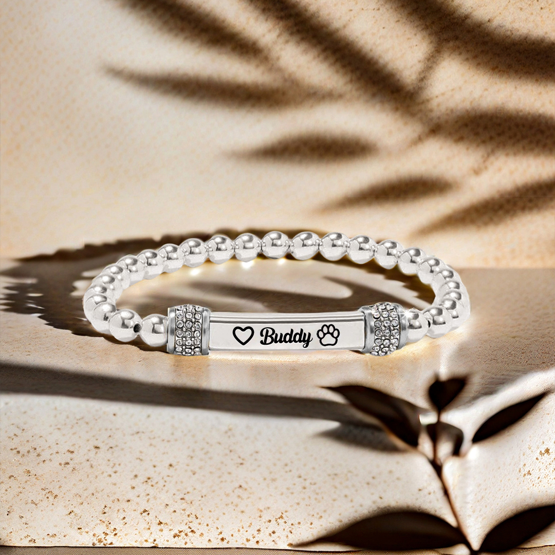 FOR MEMORIAL - My Four-legged Angel is Always Near By Custom Name Bead Stretch Bracelet