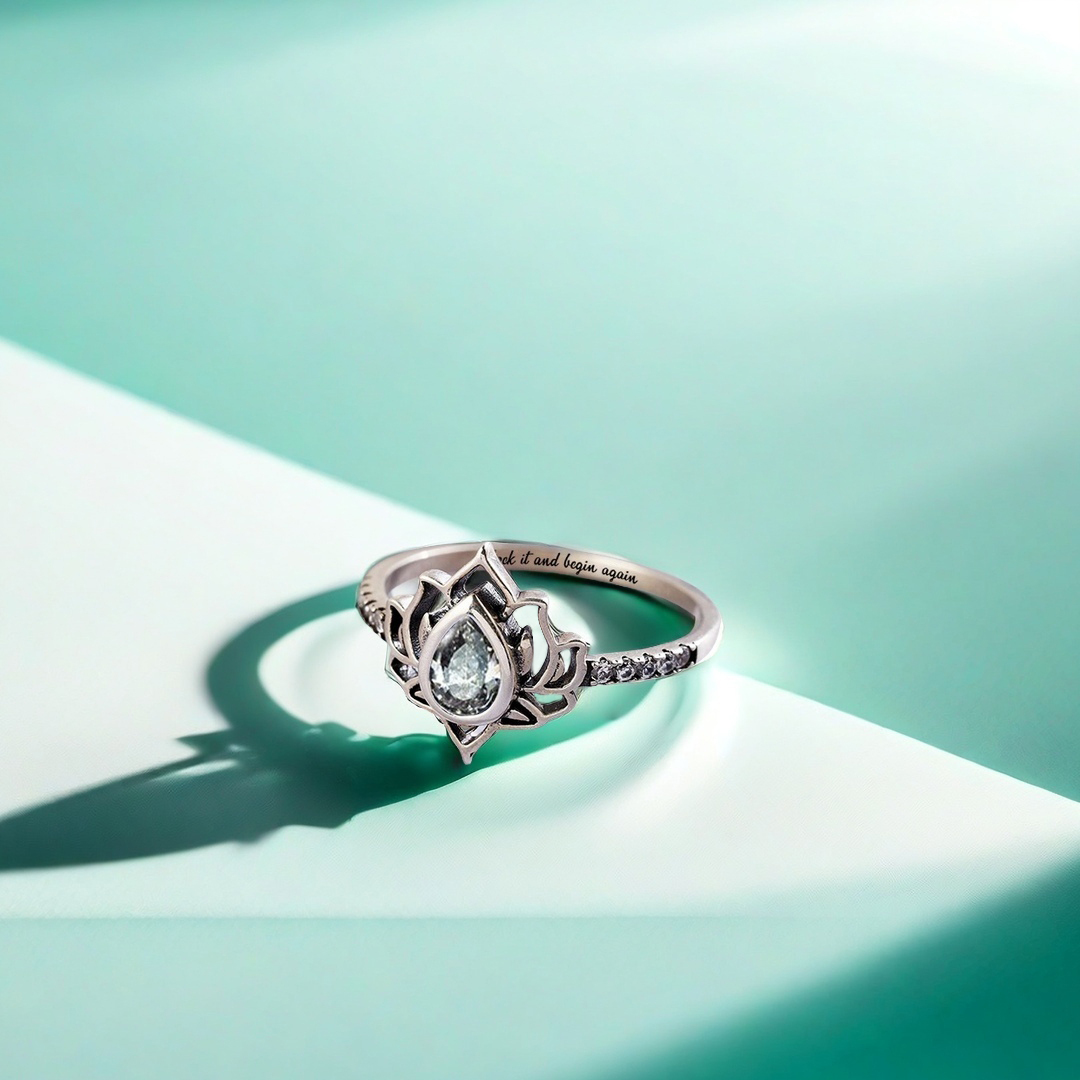 2025 Begin Again Engraved Lotus Ring