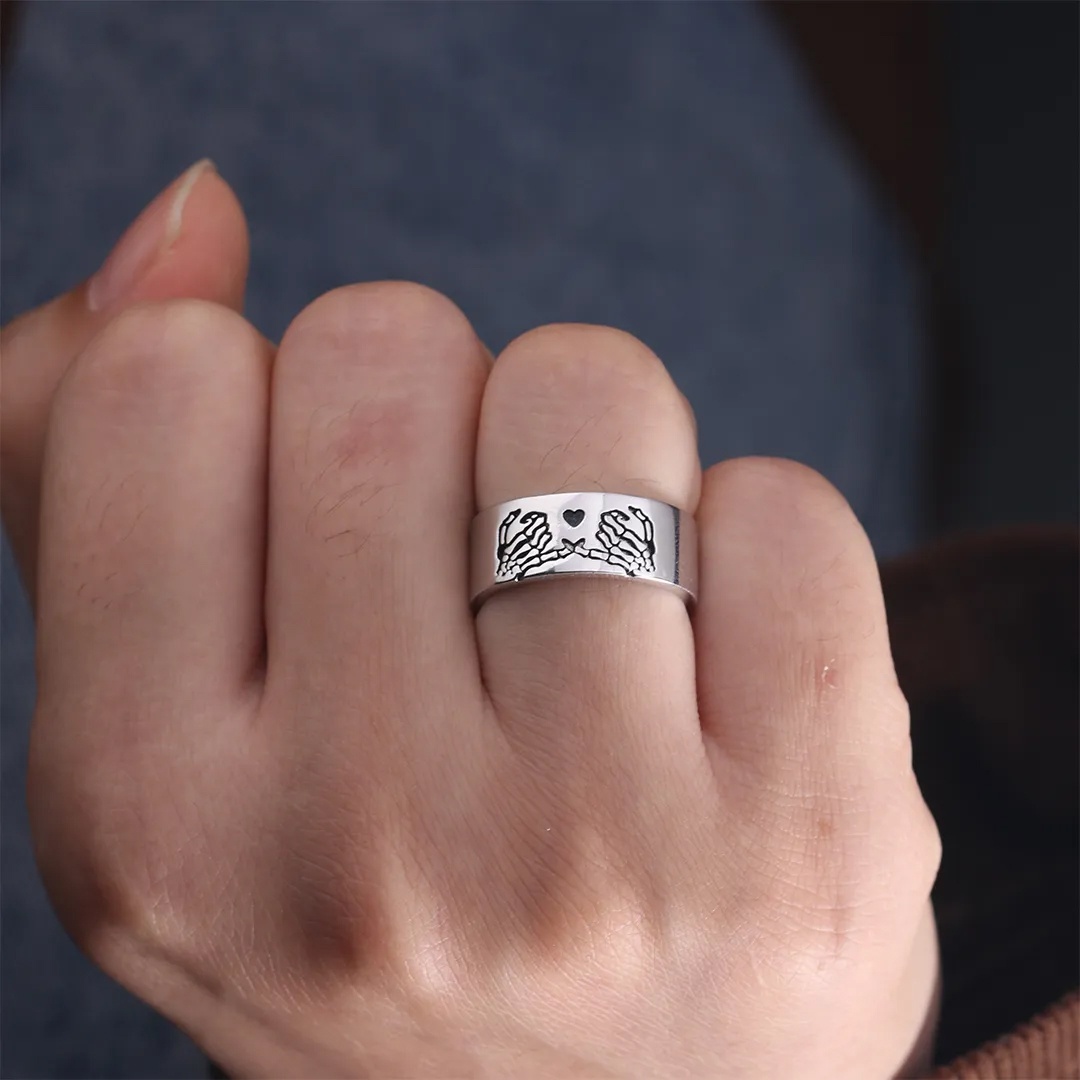 For Friend - Pinky Promise Open Skull Ring