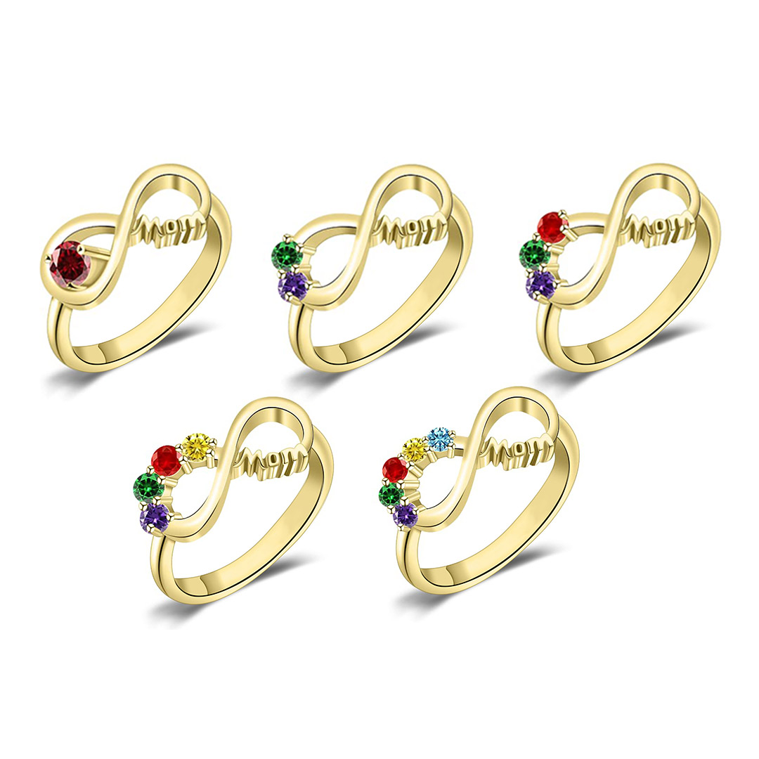 For Mother -We love you until infinity runs out Custom Birthstone Ring
