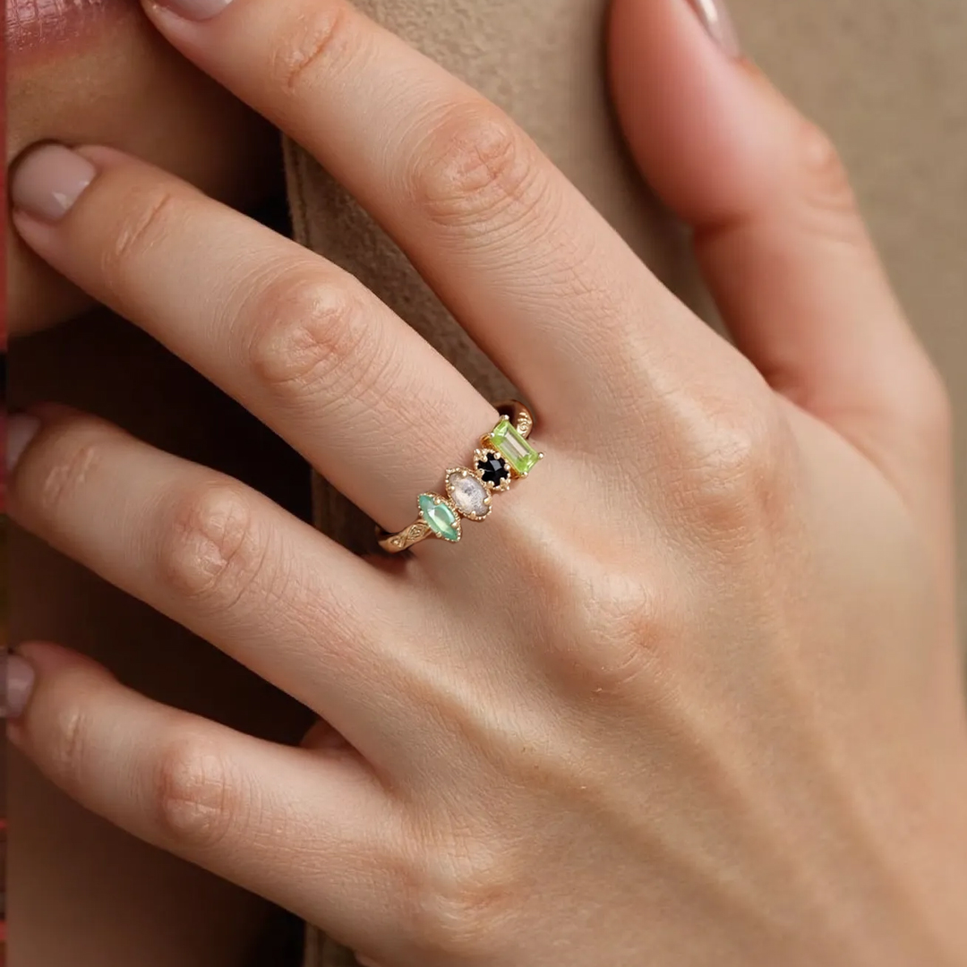 Personalized Multiple Stones Grandma Mom Family Ring