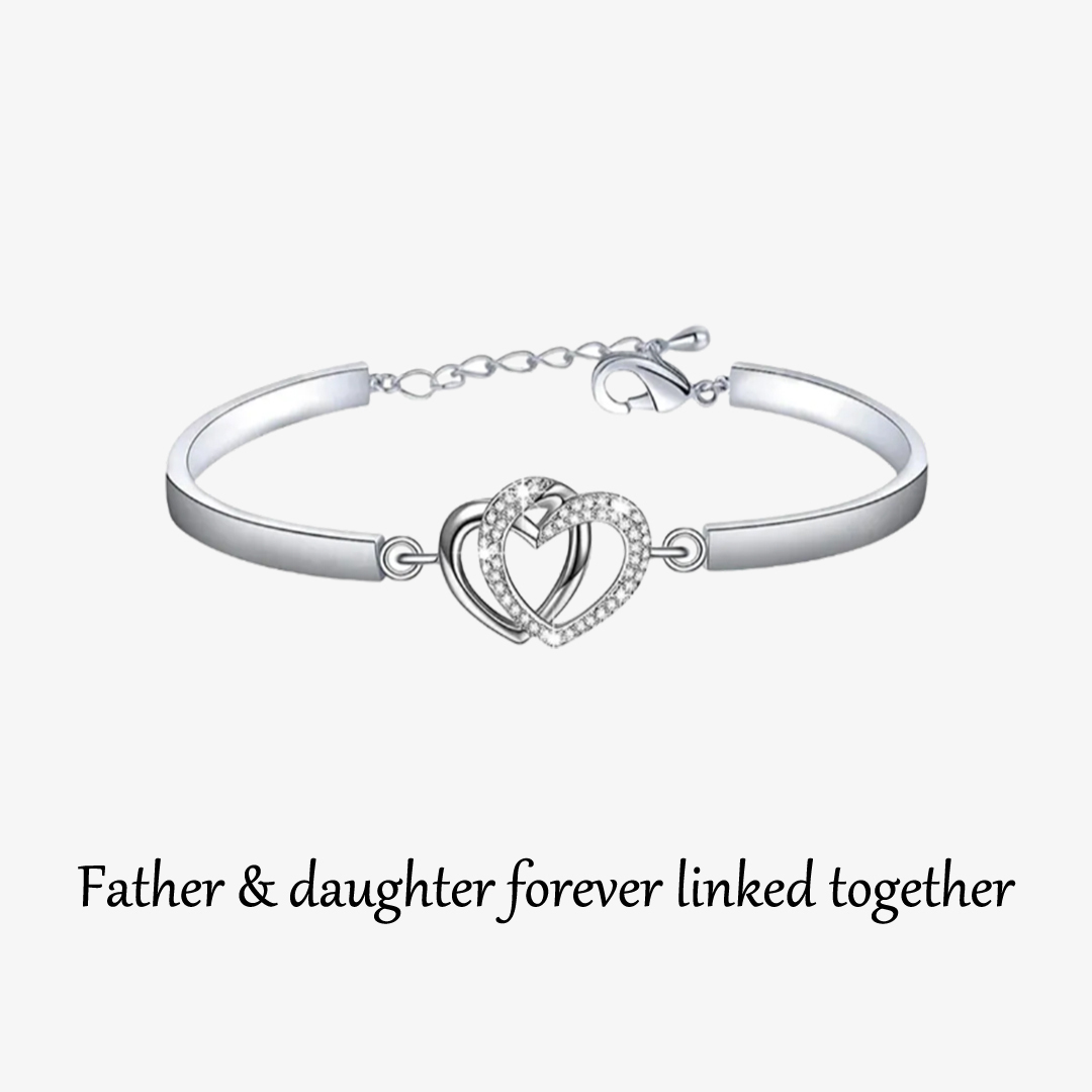 Father & Daughter Forever Linked Together Double Heart Bracelet