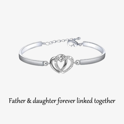 Father & Daughter Forever Linked Together Double Heart Bracelet