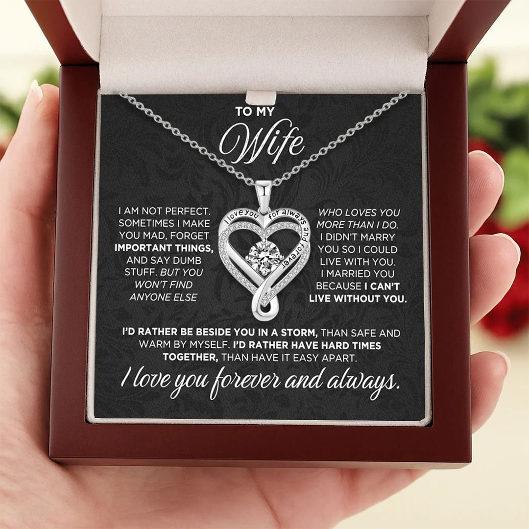 I Love You Forever And Always Engraved Heart Necklace