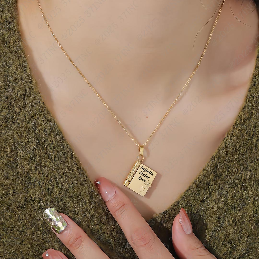 For Sisters- Infinite Sister Love Book Necklace