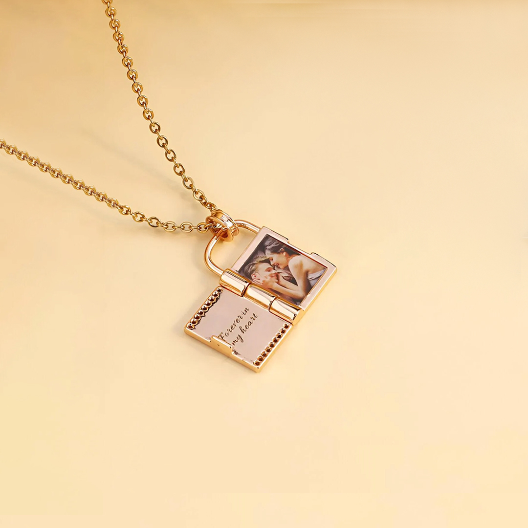 For Love - Customized Photo Love Lock Book Necklace