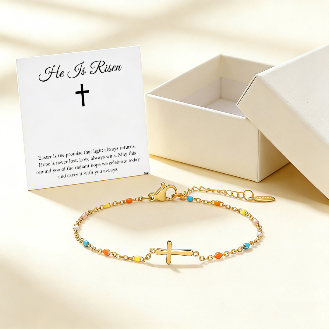 Easter Day Special Offer - Dainty Colorful Beads Cross Bracelet