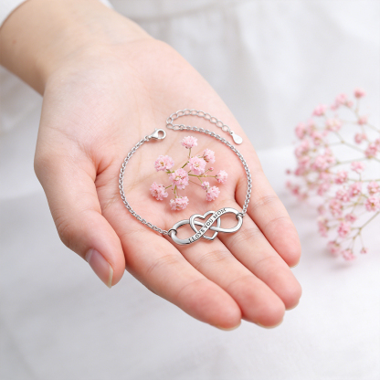I Love You Mom Heart Knot Bracelet