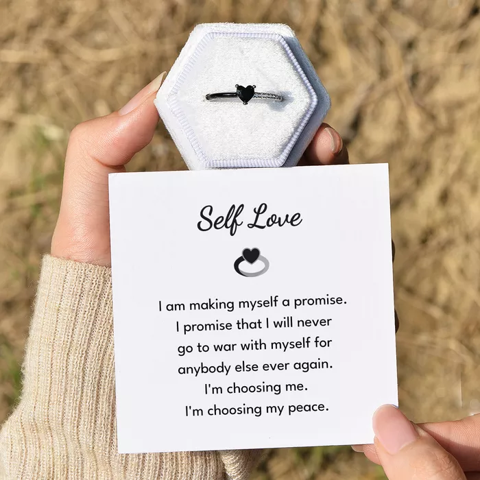 For Self - I’m Choosing Me I’m Choosing My Peace Drip Glaze Half Diamond Ring
