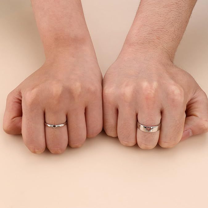 Heart-Shaped Adjustable Couple's Ring Set