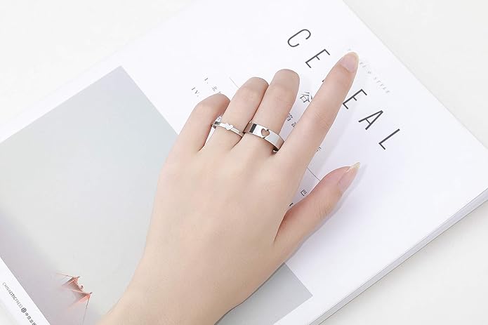 Heart-Shaped Adjustable Couple's Ring Set