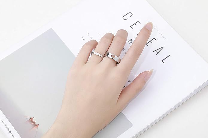 Heart-Shaped Adjustable Couple's Ring Set