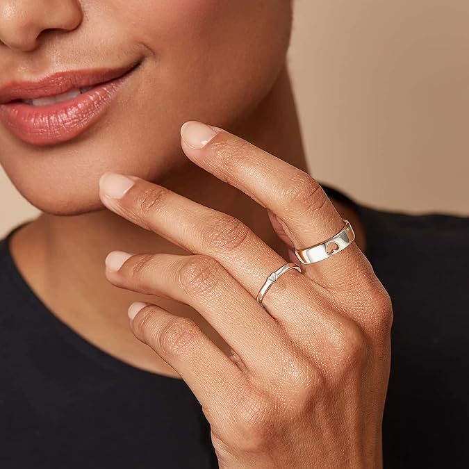 Heart-Shaped Adjustable Couple's Ring Set