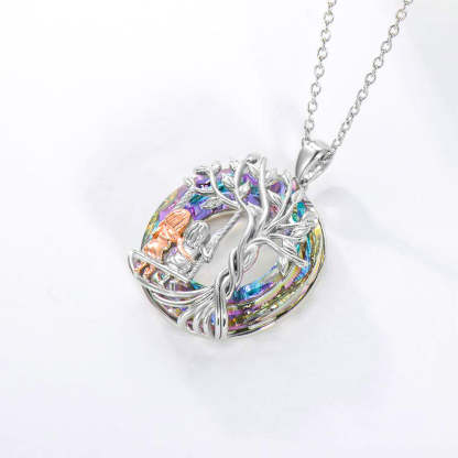 For Friend - S925 When Fate Brought Us Together We Became Sisters at Heart Crystal  Life Tree Necklace