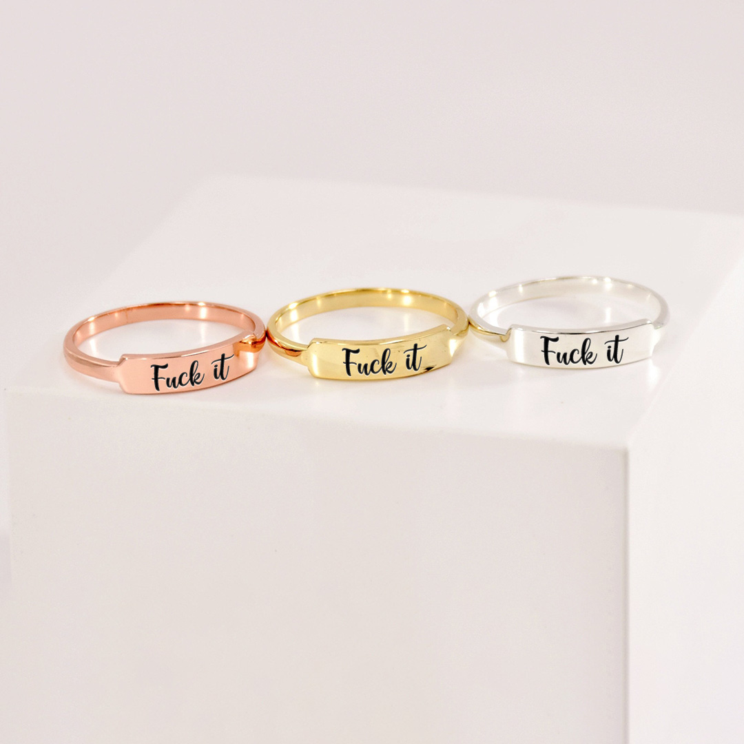 Fuck It Dainty Bar Ring