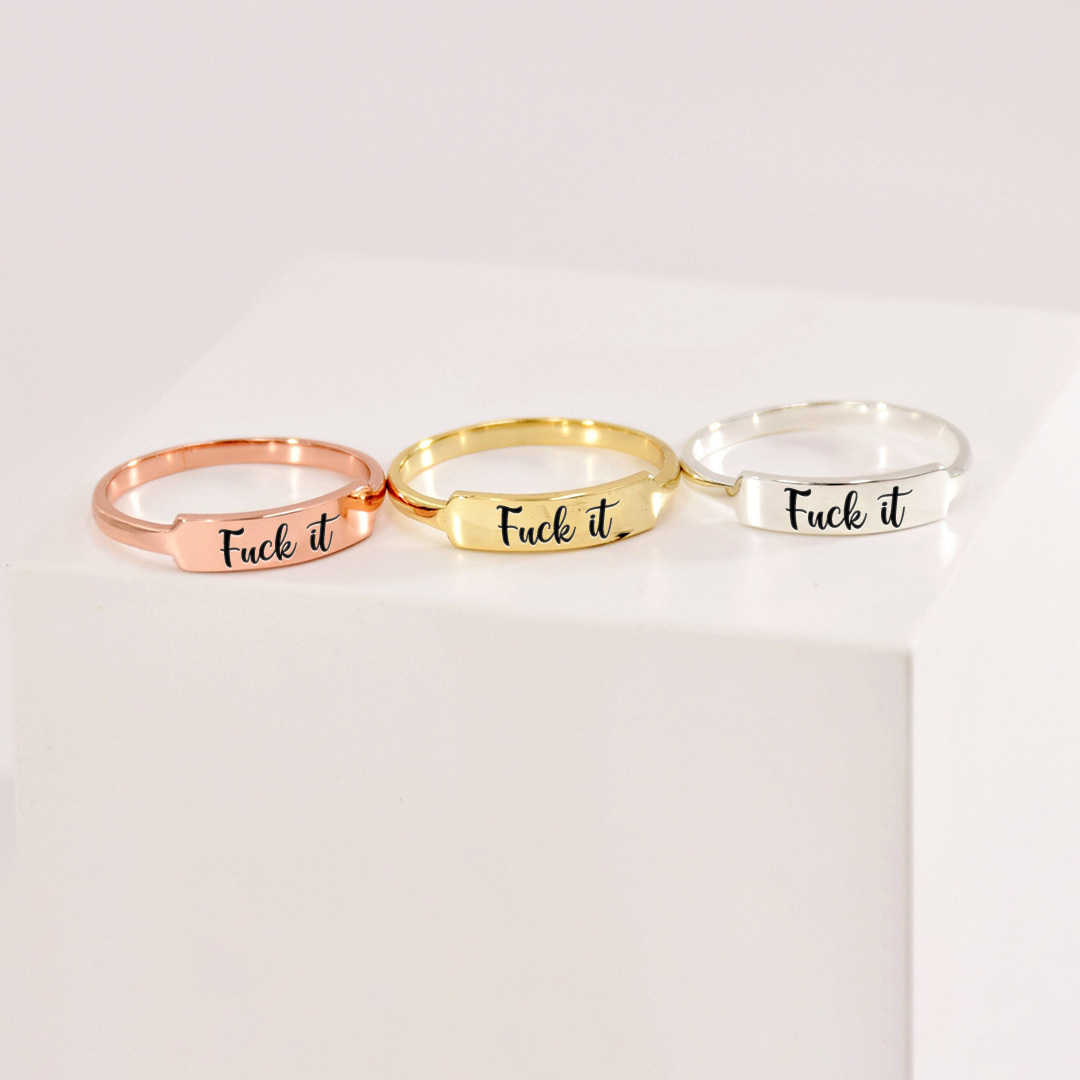 Fuck It Dainty Bar Ring