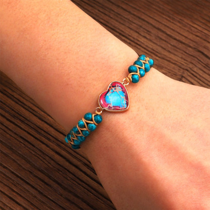 For Daughter - We Are Forever Linked Together Heart Beads Bracelet