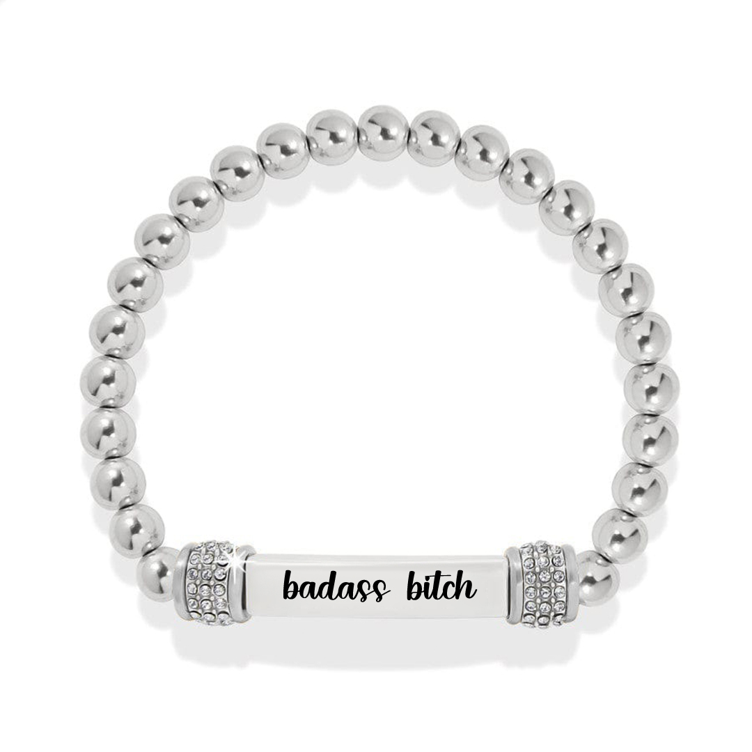 For Friend - Badass Bitch Dainty Diamond Beaded Stretch Bracelet