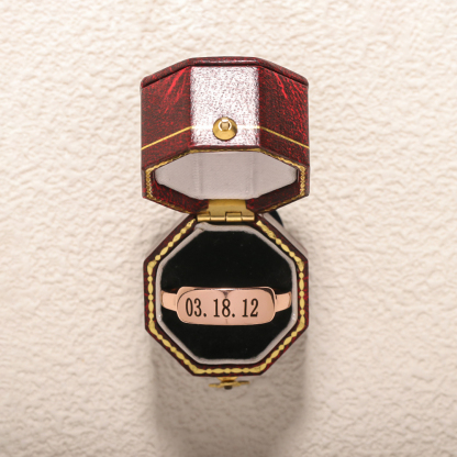 Custom Special Date Delicate Dainty Bar Ring