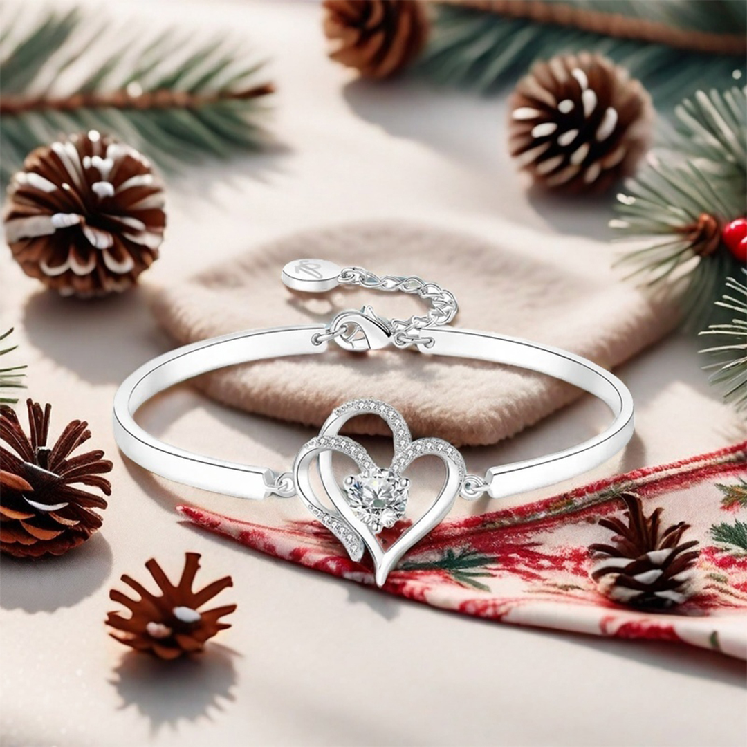 For Bonus Daughter- We Love You So Much Double Hearts And Diamonds Bracelet
