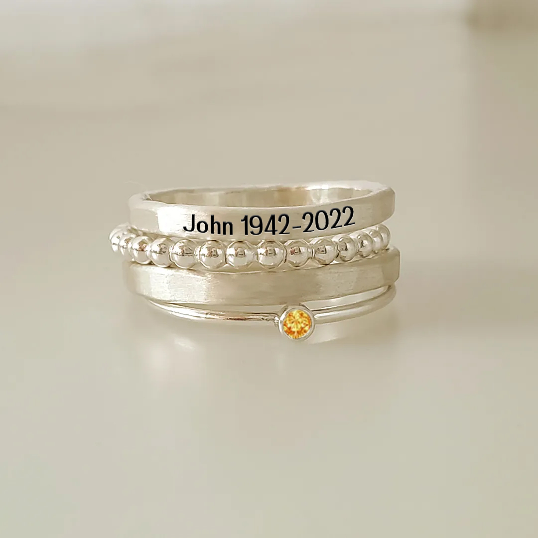 To My Husband - Custom Date, Name and Birthstones Ring