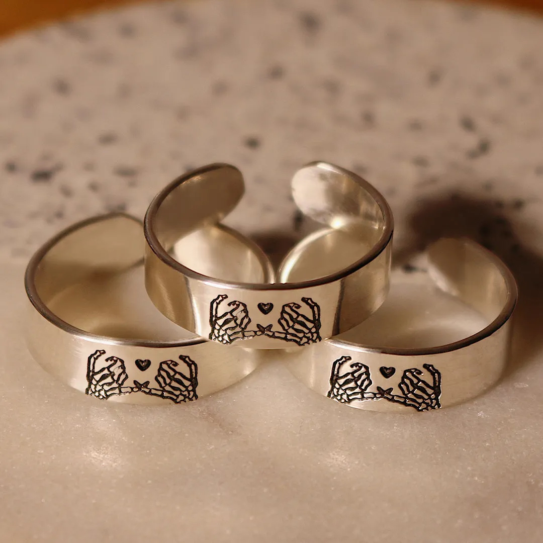 For Friend - Pinky Promise Open Skull Ring