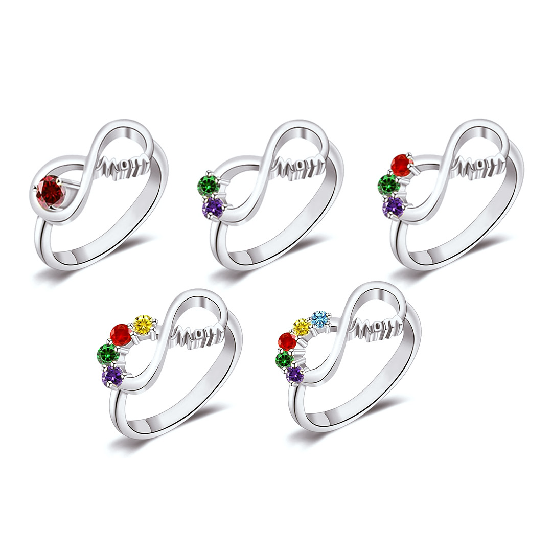 For Mother -We love you until infinity runs out Custom Birthstone Ring