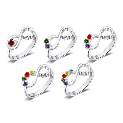For Mother -We love you until infinity runs out Custom Birthstone Ring