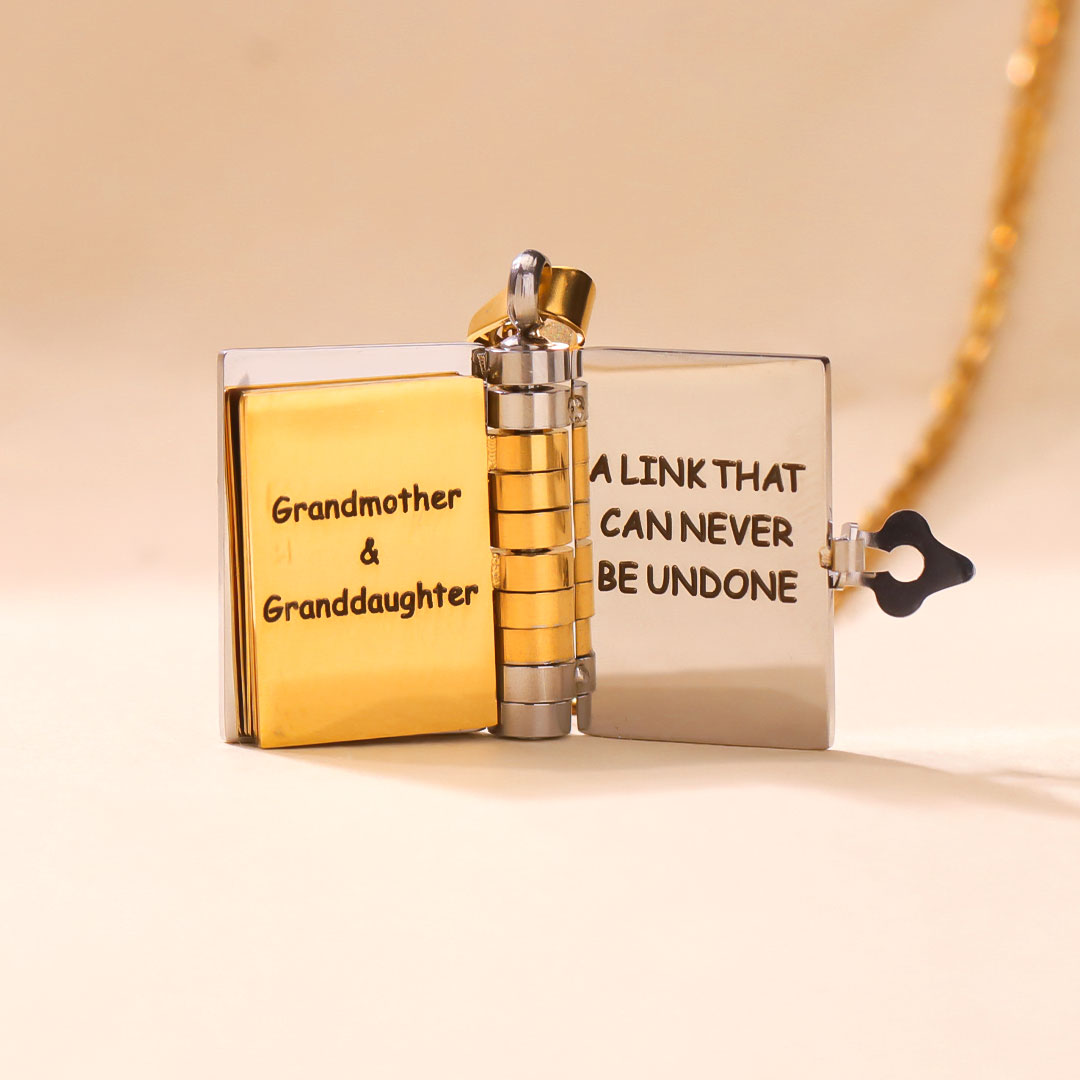 Grandmother And Granddaughter A Link That Can Never Be Undone Book Necklace