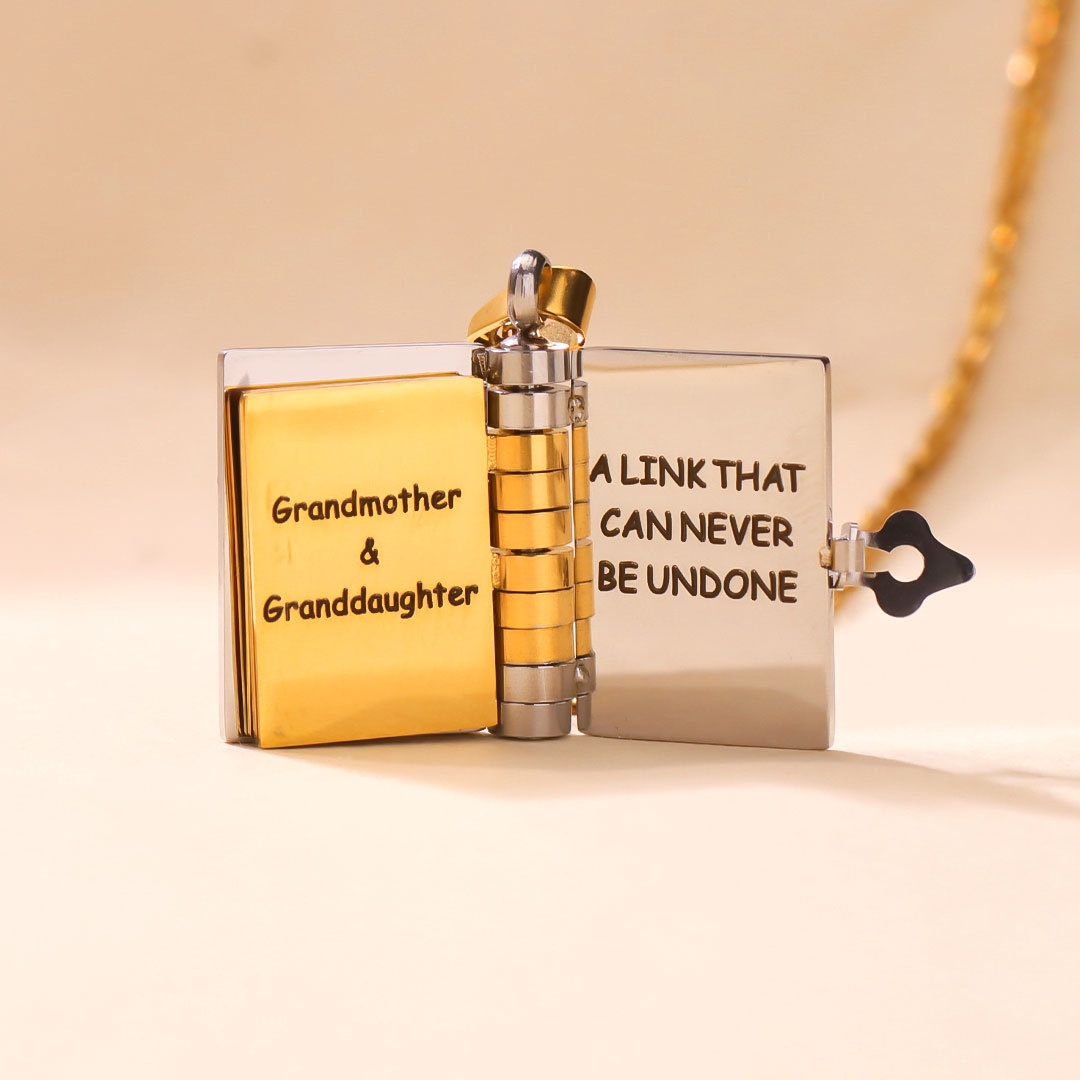Grandmother And Granddaughter A Link That Can Never Be Undone Book Necklace