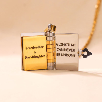 Grandmother And Granddaughter A Link That Can Never Be Undone Book Necklace