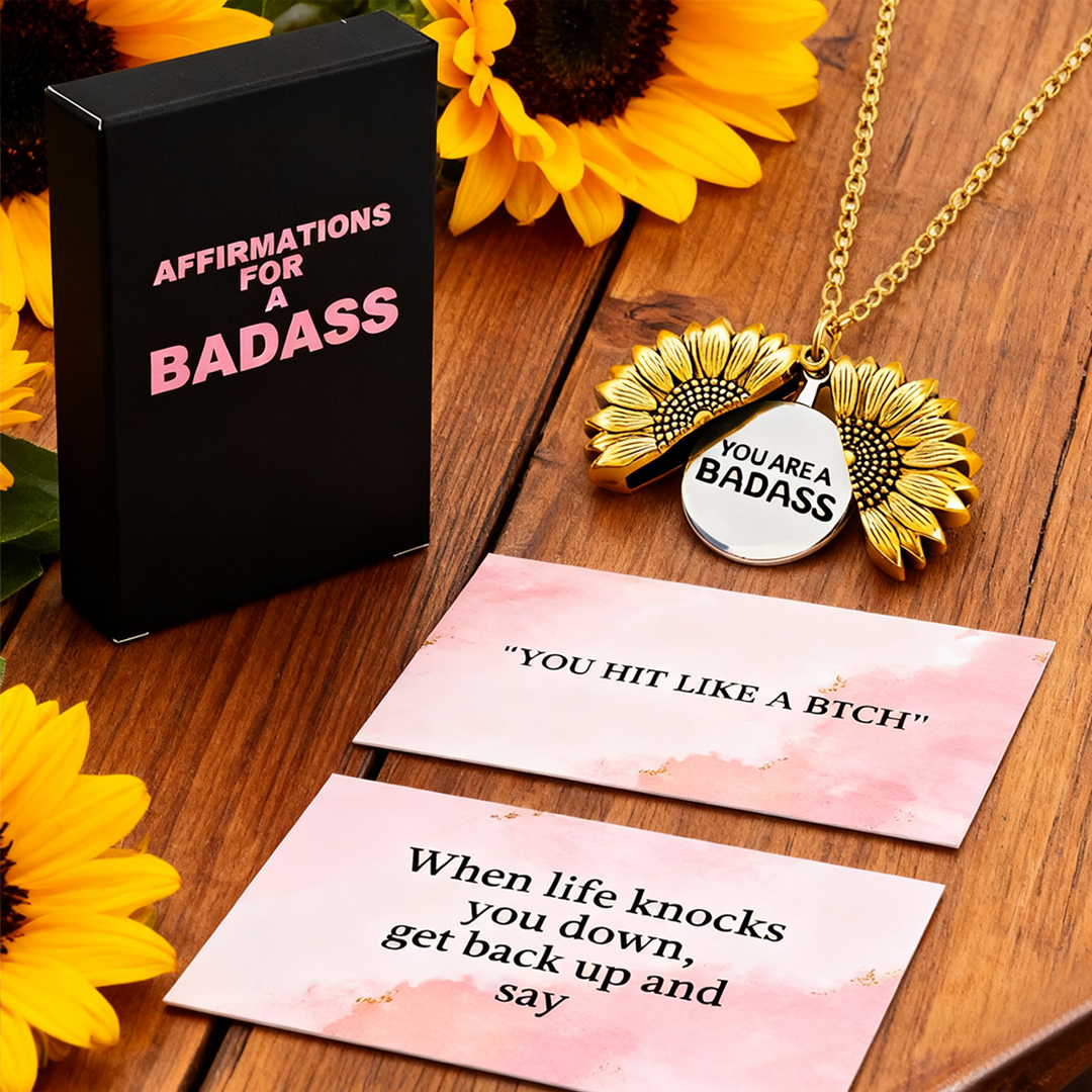 Inspirational Sunflower Necklace-YOU ARE A BADASS ❤️