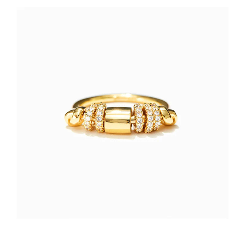 For Daughter - S925 Drive Away Your Anxiety Gold Beads Fidget Ring