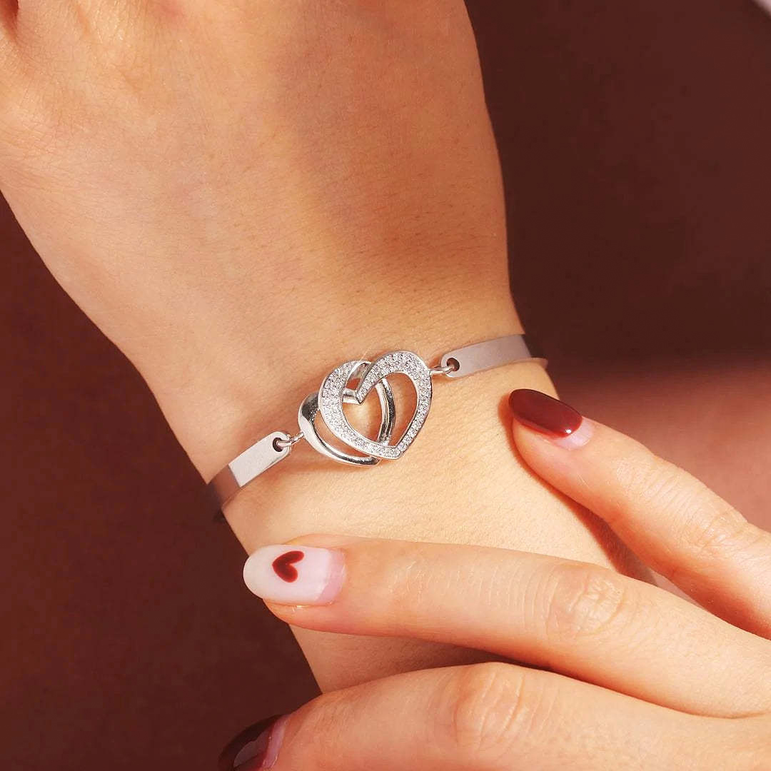 Father & Daughter Forever Linked Together Double Heart Bracelet