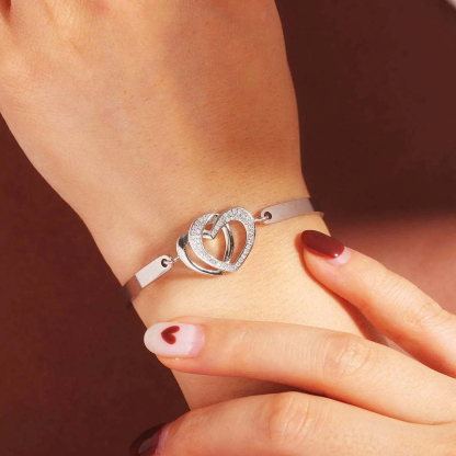 Father & Daughter Forever Linked Together Double Heart Bracelet