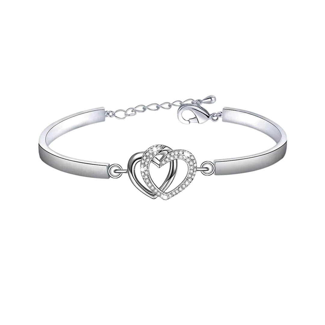 Father & Daughter Forever Linked Together Double Heart Bracelet