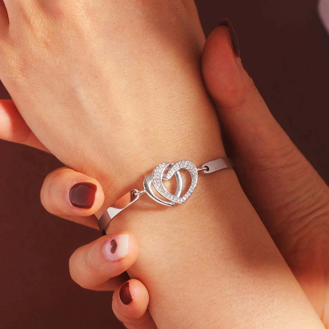 Father & Daughter Forever Linked Together Double Heart Bracelet