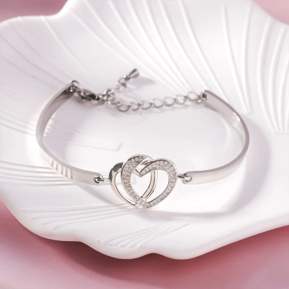 Father & Daughter Forever Linked Together Double Heart Bracelet