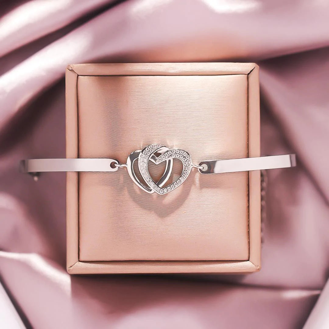 Father & Daughter Forever Linked Together Double Heart Bracelet