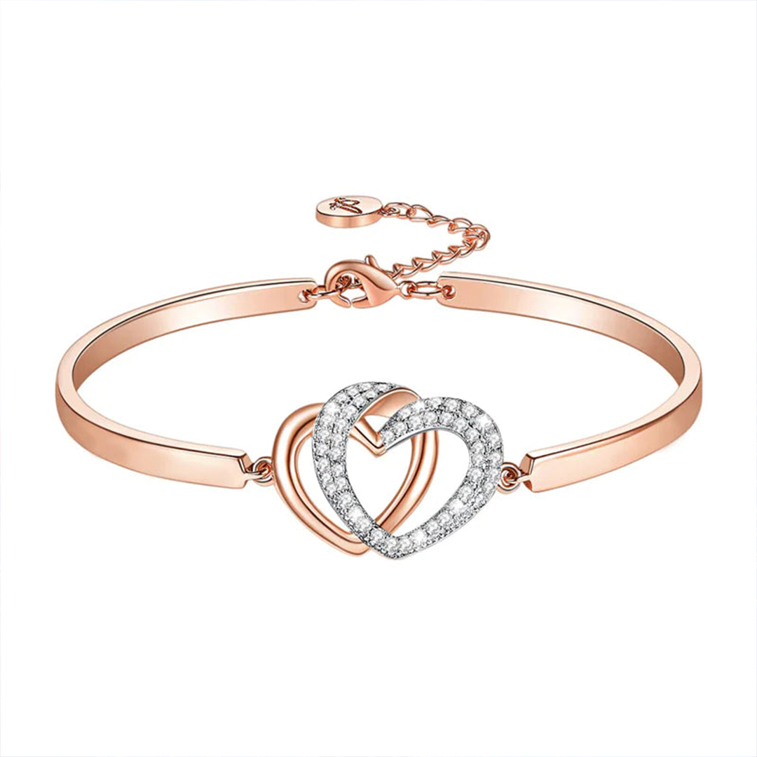 Father & Daughter Forever Linked Together Double Heart Bracelet
