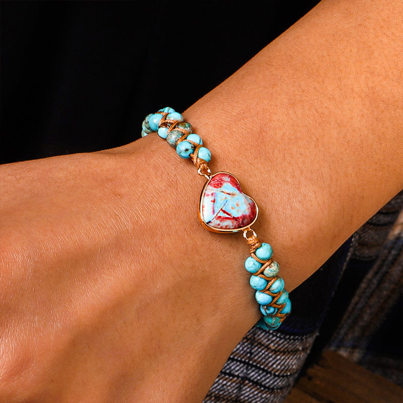 For Daughter - We Are Forever Linked Together Heart Beads Bracelet
