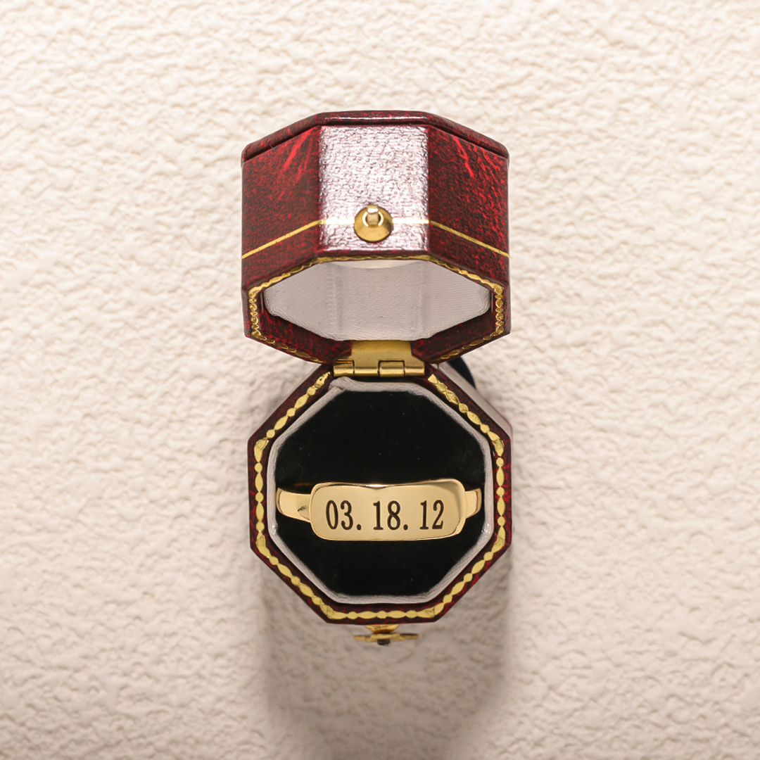 Custom Special Date Delicate Dainty Bar Ring